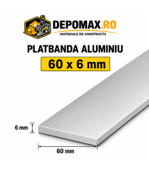Platbanda aluminiu 60 x 6 mm, 6 metri (EN-AW 6060)
